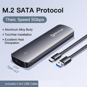 Meetiger GS05 M.2 SATA SSD Enclosure (G Series) - 5Gbps High-Speed External Case for Computer, Laptop, Tablet & Mobile