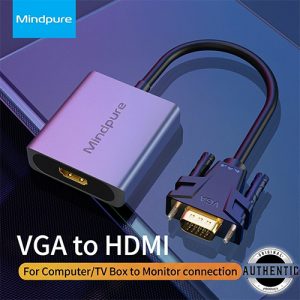 Mindpure AD014 VGA to HDMI Converter with Audio & Micro USB Power Supply (1080P Support)