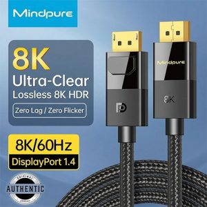 Mindpure DP002 8K Ultra-Clear DisplayPort 1.4 Cable 1.5M - High-Speed 32.4Gbps Gaming Monitor Connection Cable (DP Male to Male)