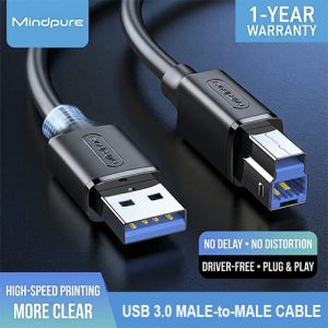 Mindpure US102 USB 3.0 Type-A to Type-B Cable 1.5M High Speed for Printer, Hard Drive, Blu-Ray & Camera