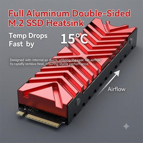 M.2 NVMe SSD Heatsink Aluminum Alloy Cooler Radiator with Thermal Pad for PC Console - Image 3
