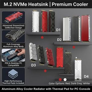 M.2 NVMe SSD Heatsink Aluminum Alloy Cooler Radiator with Thermal Pad for PC Console