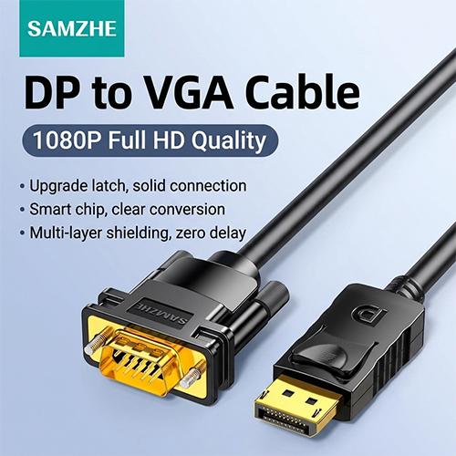 SAMZHE SPG15 DisplayPort to VGA Cable 1.5M Gold Plated 1080P 60Hz DP to VGA Converter Cable