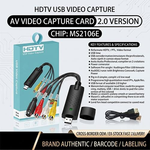 EasyCap DC60 USB 2.0 AV Video Capture Card Single Channel RCA to USB Audio Video Grabber Box for PC & Laptop