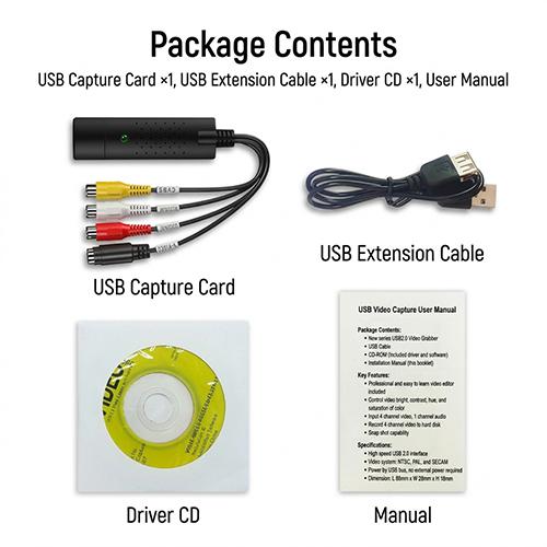 EasyCap DC60 USB 2.0 AV Video Capture Card Single Channel RCA to USB Audio Video Grabber Box for PC & Laptop - Image 3