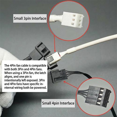 JEYI D-FAN3 4-Pin Molex to 3-Port Small 4-Pin PC Fan Splitter Cable 2-Pin 2-Wire Chassis Fan Power Supply Extension Line - Image 4