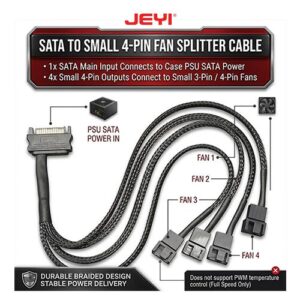 JEYI S-FAN4 SATA to 4-Port Small 4-Pin PC Fan Splitter Cable 2-Pin 2-Wire Chassis Fan Power Supply Extension Line
