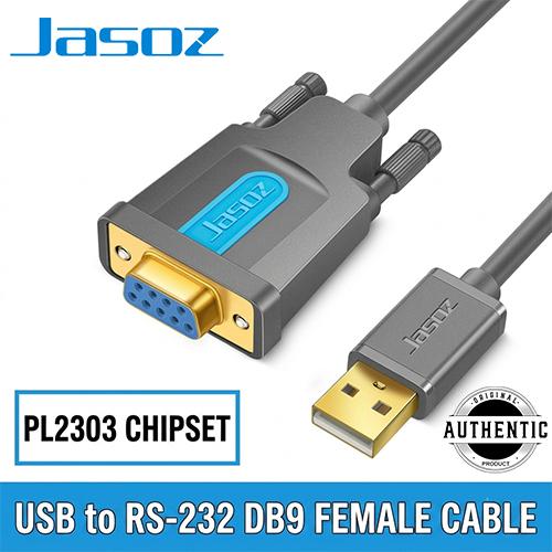 Jasoz I102 USB to RS232 Serial Cable DB9 Female Built-in PL2303 Chipset for Industrial Debugging 1.5M