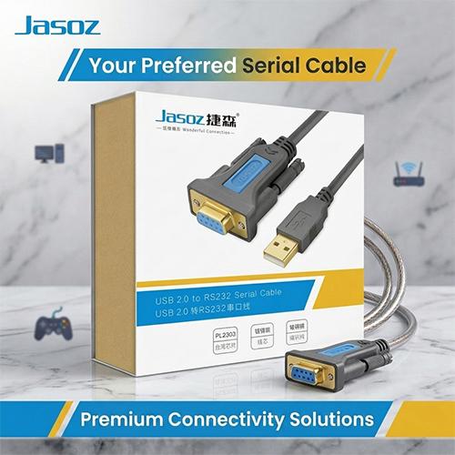 Jasoz I102 USB to RS232 Serial Cable DB9 Female Built-in PL2303 Chipset for Industrial Debugging 1.5M - Image 2