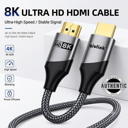 Qiulink QL8019 HDMI 2.1 8K Cable 1.5M 48Gbps Ultra High Speed Braided Cable (8K@60Hz 4K@120Hz/144Hz)