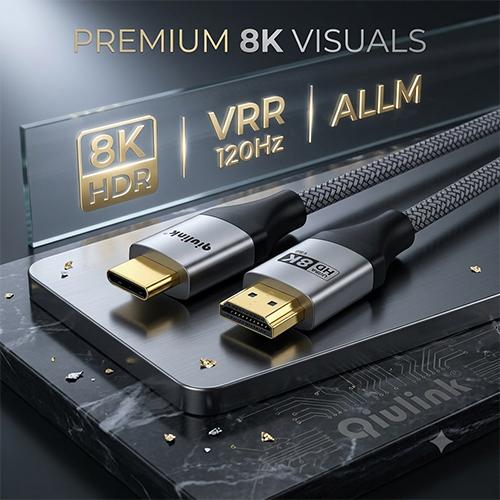 Qiulink QL8019 HDMI 2.1 8K Cable 1.5M 48Gbps Ultra High Speed Braided Cable (8K@60Hz 4K@120Hz/144Hz) - Image 2