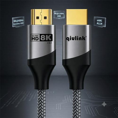 Qiulink QL8019 HDMI 2.1 8K Cable 1.5M 48Gbps Ultra High Speed Braided Cable (8K@60Hz 4K@120Hz/144Hz) - Image 3
