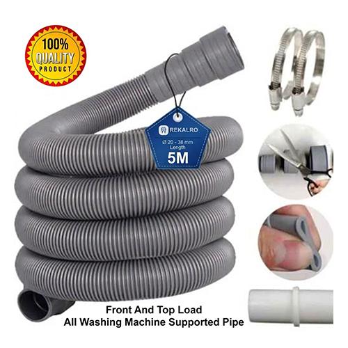 Washing Machine 5M Waste Water Drain Hose Pipe – Front & Top Load (All Branded Supported)