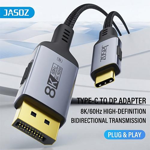 Jasoz A144 Type-C to DP Adapter Cable 2M 1.4 Version 8K One-Way Conversion Type-C to DisplayPort Cable