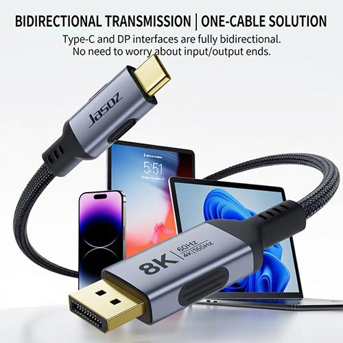 Jasoz A144 Type-C to DP Adapter Cable 2M 1.4 Version 8K One-Way Conversion Type-C to DisplayPort Cable - Image 2