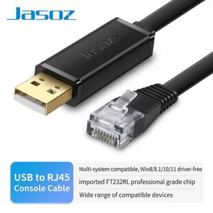 Jasoz D111 T-D163 USB to RJ45 Console Debugging Cable 1.5M FT232RL Chip Serial RS232 Switch & Router Configuration Cable for Laptop PC