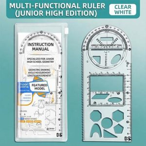 Junior High School Multi-Functional Geometry Drawing Ruler Set Transparent Clear Math & Measurement Drafting Tool