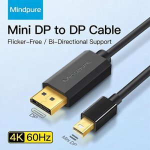 Mindpure AD036 LX10401 Mini DisplayPort to DisplayPort Adapter Cable 1.8M DP to DP 4K@60Hz 2K@144Hz Video Converter Cable