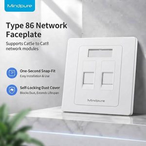 Mindpure NW131 LX10823 Type 86 Network Panel Faceplate Dual Port Network Information Panel Gigabit Unshielded Computer Network Socket Panel
