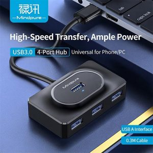 Mindpure US014 LX10561 USB Hub 4 USB 3.0 Ports Multiport Adapter With Micro USB Power Port