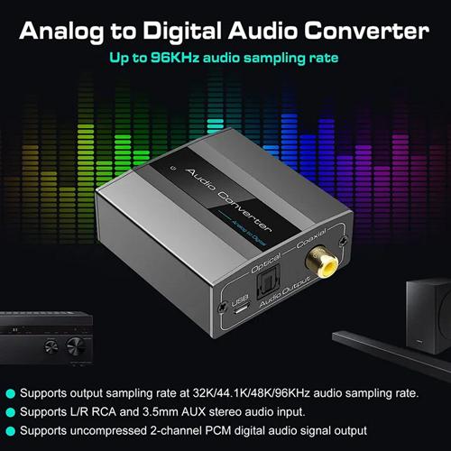VPFET CV106AD Digital to Analog Audio Converter Optical Toslink and Coaxial to RCA L/R & 3.5mm Jack Stereo Audio Adapter with USB Power Cable for Smart TV Soundbar and Home Theater Systems - Image 3