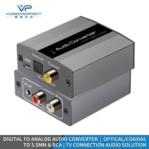 VPFET CV106AD Digital to Analog Audio Converter Optical Toslink and Coaxial to RCA L/R & 3.5mm Jack Stereo Audio Adapter with USB Power Cable for Smart TV Soundbar and Home Theater Systems