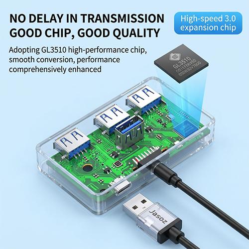 Jasoz F110 T-F141 4-in-1 USB 3.0 Hub Multiport Adapter 1M Long Cable High Speed Data Transfer Hub for PC Laptop - Image 4