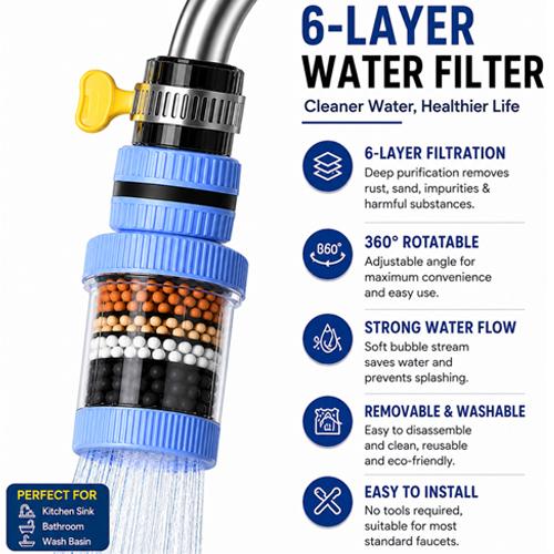 TAOSHUAI TS-03 360 Degree Rotating Faucet Water Filter Kitchen Tap Water Purifier Splash Proof Universal Filter